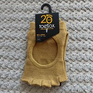 Toesox Bellarina 20 Years Metallic Gold Open Toe Socks Women's Size Small S NWT